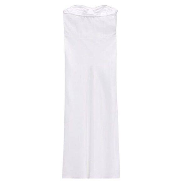 NEW ZARA RHINESTONE CORSET MIDI DRESS OYSTER WHITE | 1165/152 - Picture 3 of 15